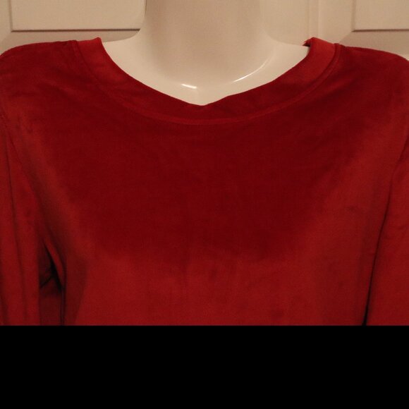 Climate Right By Cuddl Duds Long Sleeve Red Velour Size Large Cozy Casual - Picture 11 of 12